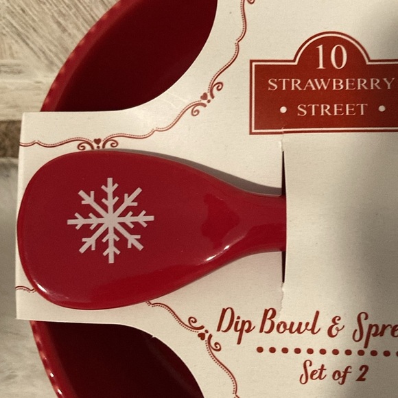 10 Strawberry Street Holiday Dip Bowl with Spreader - Picture 3 of 7